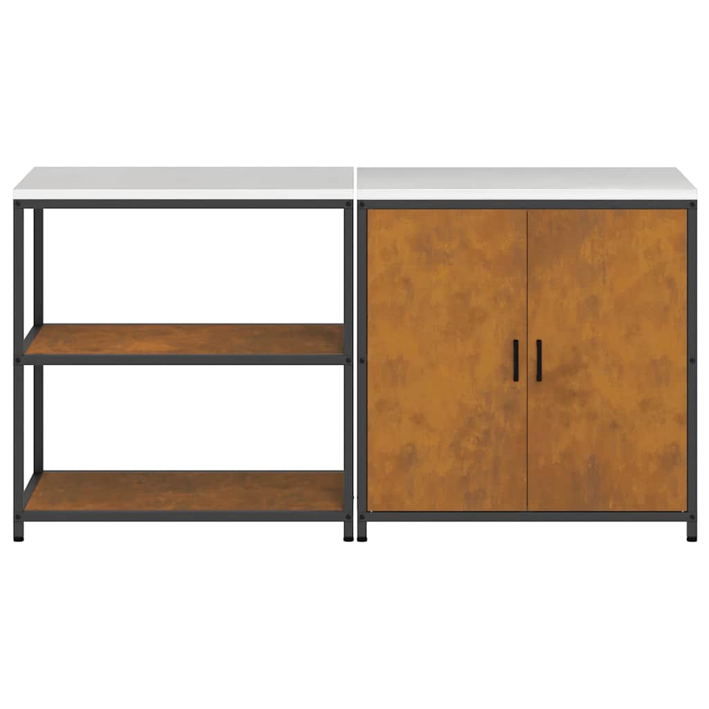 Kitchen Storage Set with Shelf 2 pcs Rusty 180 x 50 x 92 cm