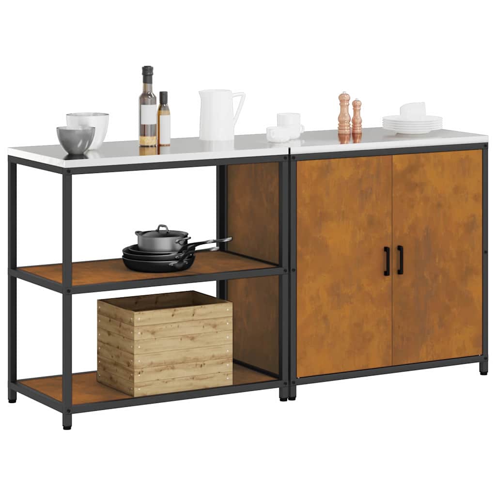 Kitchen Storage Set with Shelf 2 pcs Rusty 180 x 50 x 92 cm