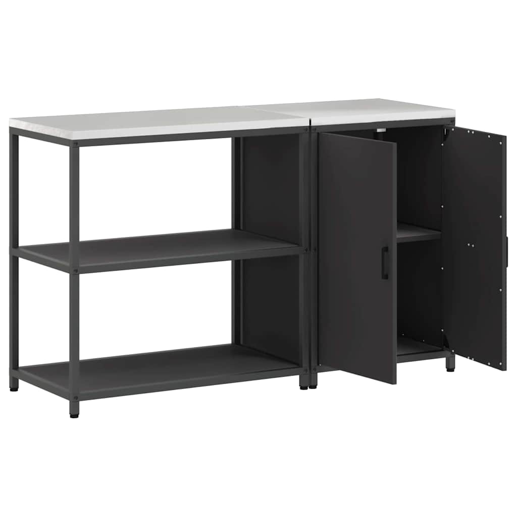 Kitchen Storage Set with Shelf 2 pcs Black Cold-rolled steel