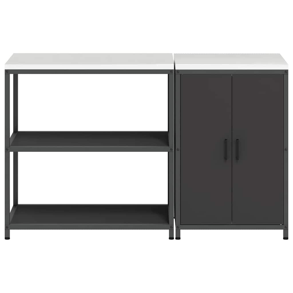 Kitchen Storage Set with Shelf 2 pcs Black Cold-rolled steel