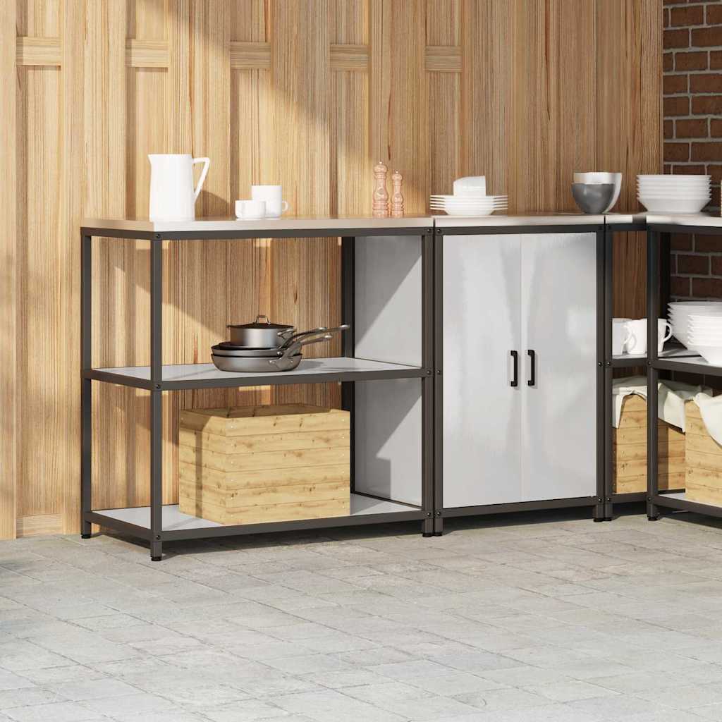 Kitchen Storage Set with Shelf 2 pcs Sliver Stainless steel