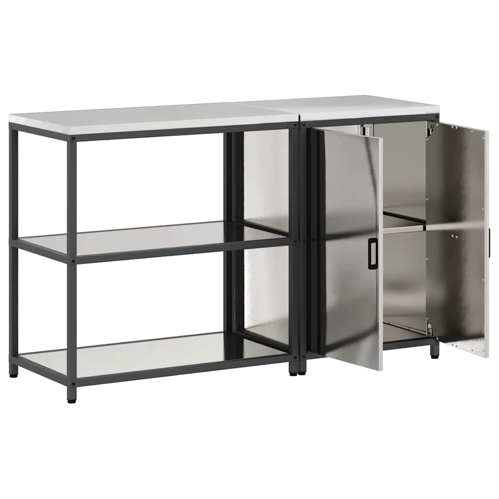 Kitchen Storage Set with Shelf 2 pcs Sliver Stainless steel