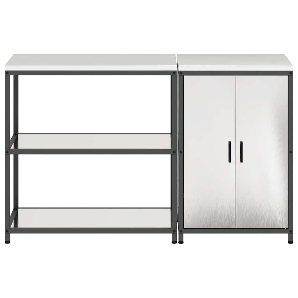 Kitchen Storage Set with Shelf 2 pcs Sliver Stainless steel