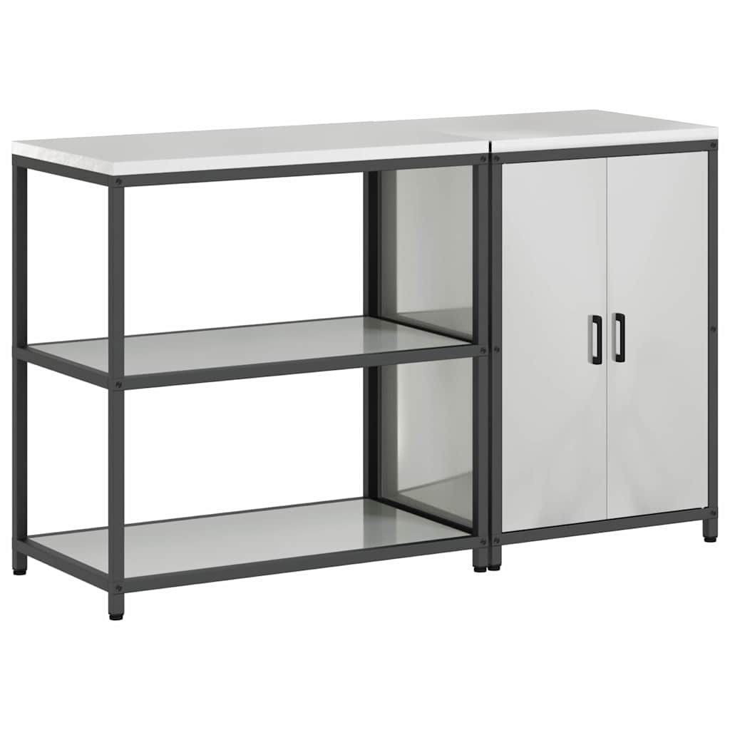 Kitchen Storage Set with Shelf 2 pcs Sliver Galvanised steel