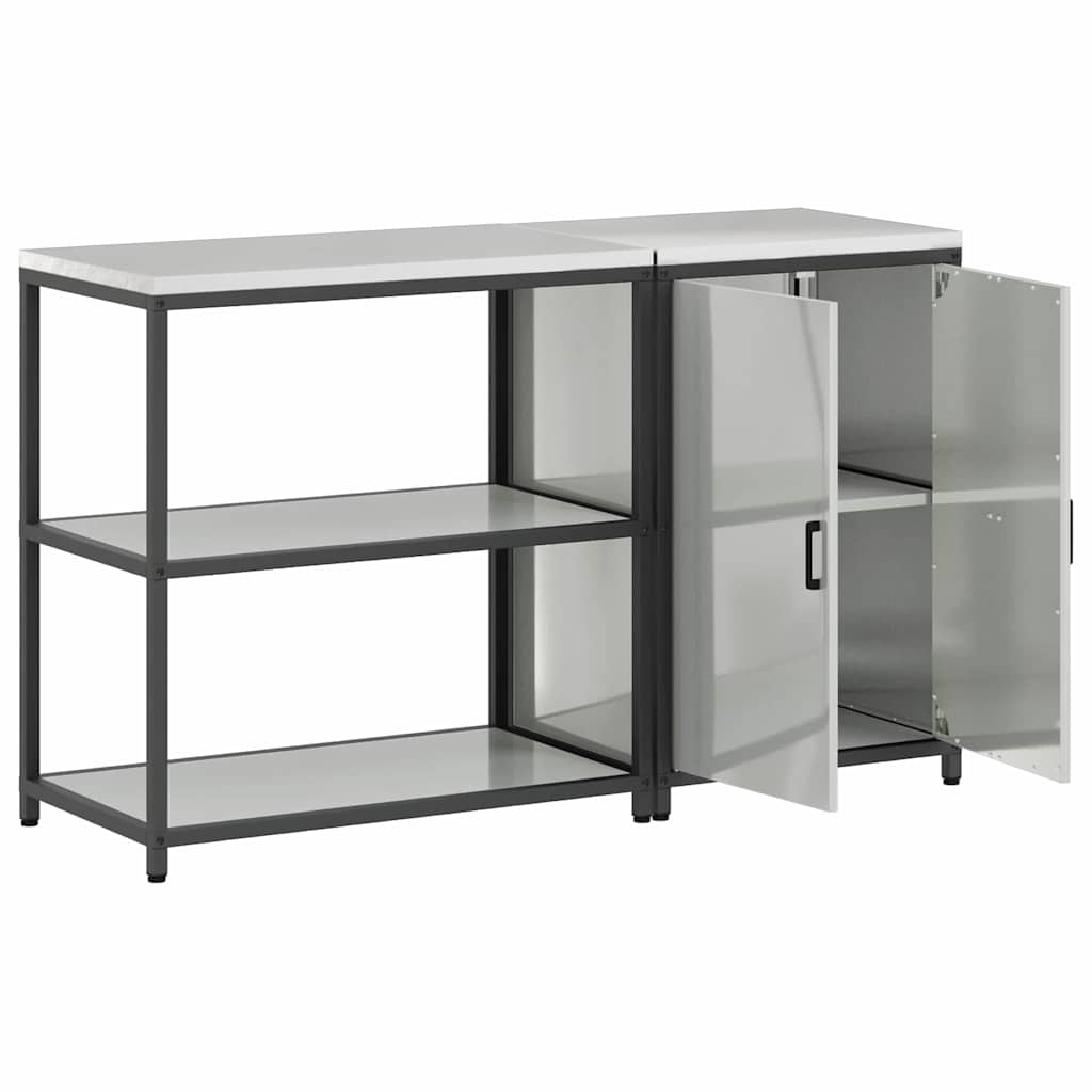 Kitchen Storage Set with Shelf 2 pcs Sliver Galvanised steel