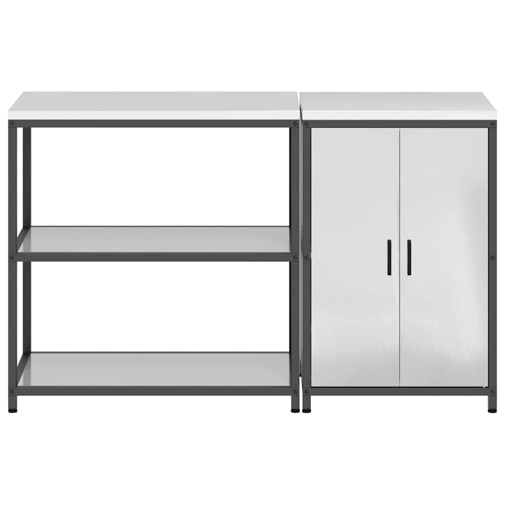 Kitchen Storage Set with Shelf 2 pcs Sliver Galvanised steel