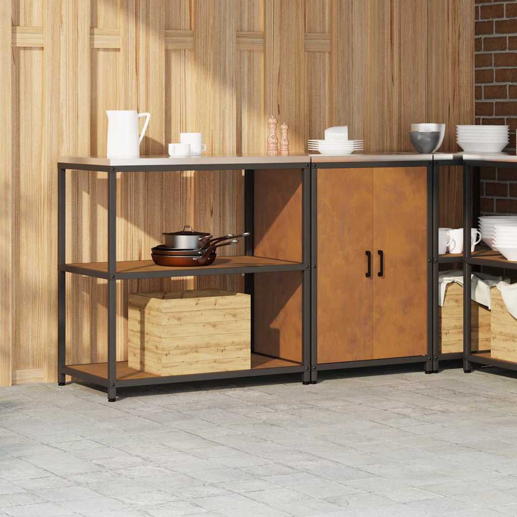 Kitchen Storage Set with Shelf 2 pcs Rusty Weathering steel