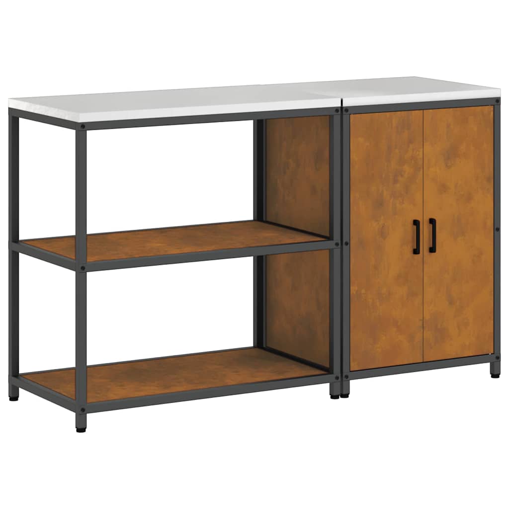 Kitchen Storage Set with Shelf 2 pcs Rusty Weathering steel