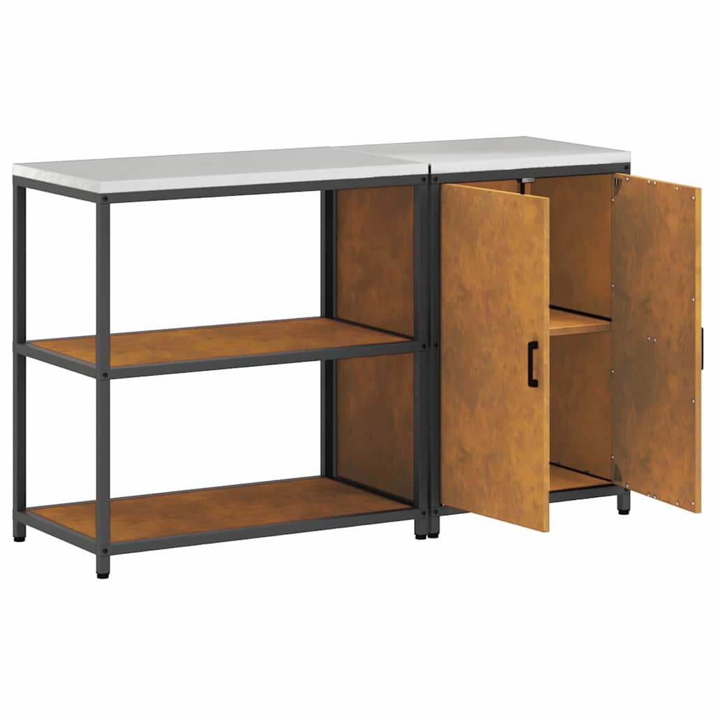 Kitchen Storage Set with Shelf 2 pcs Rusty Weathering steel