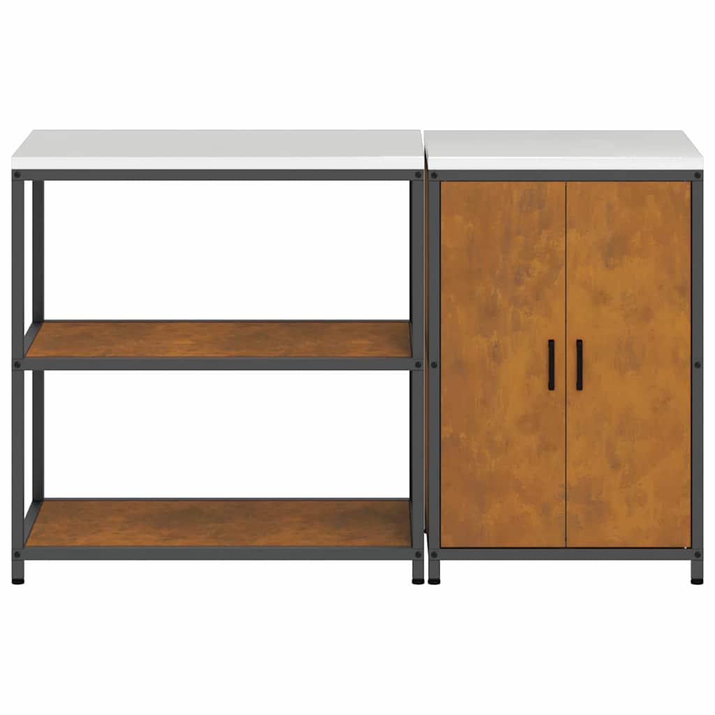 Kitchen Storage Set with Shelf 2 pcs Rusty Weathering steel
