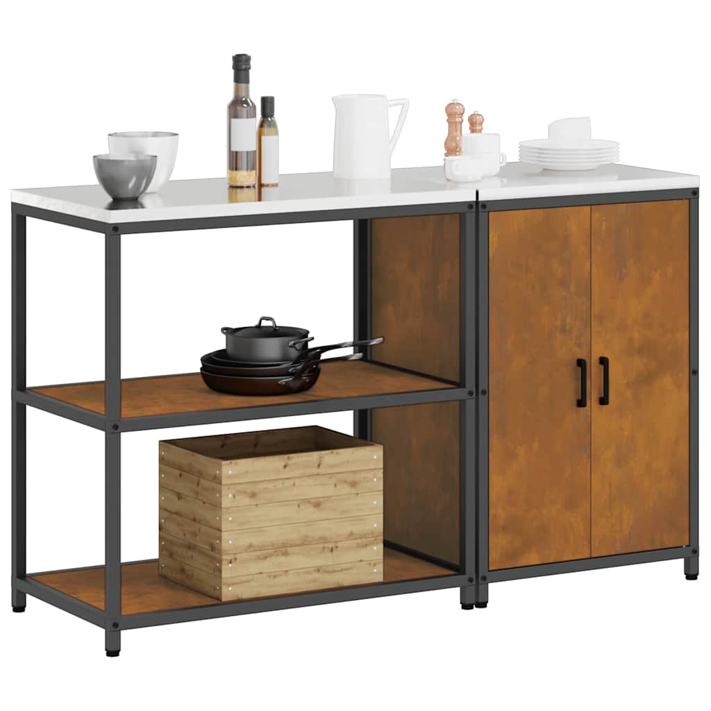 Kitchen Storage Set with Shelf 2 pcs Rusty Weathering steel