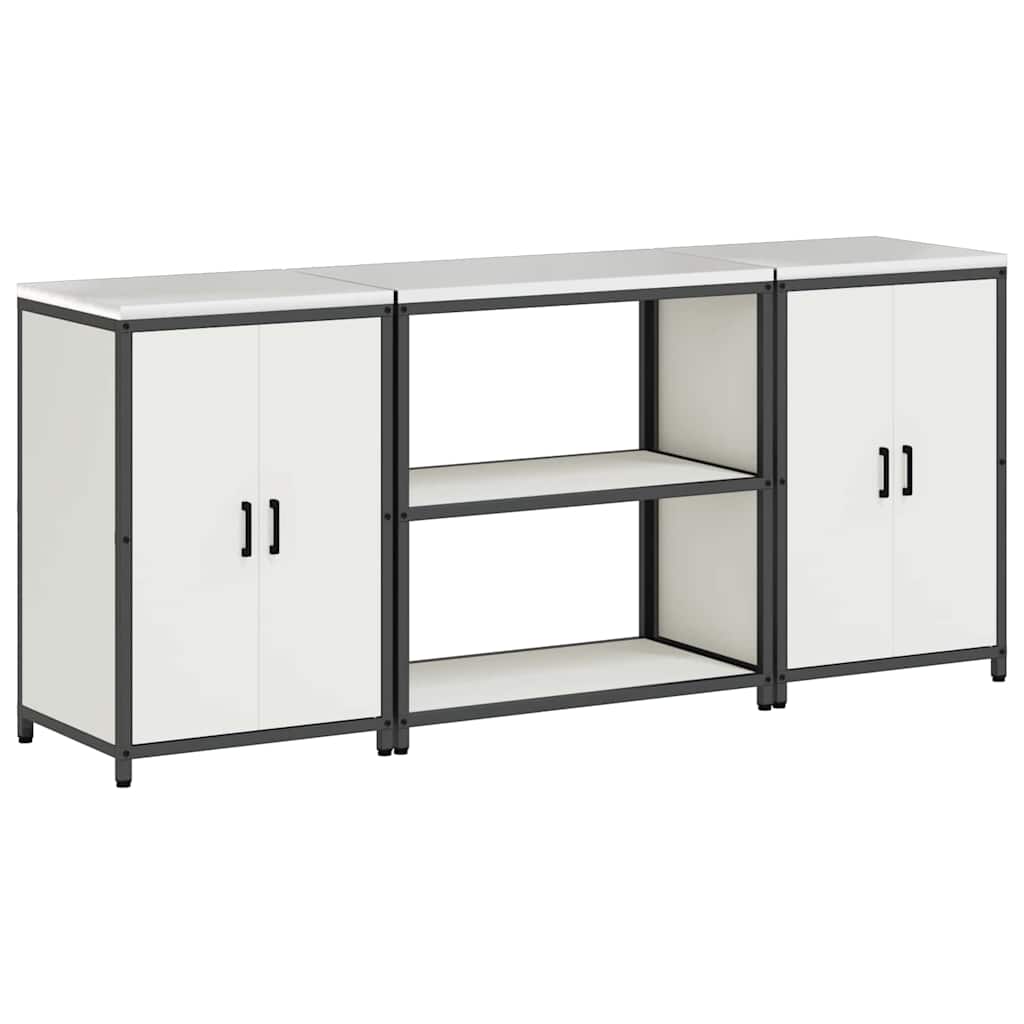 Kitchen Storage Set with Shelf 3 pcs White 210 x 50 x 92 cm