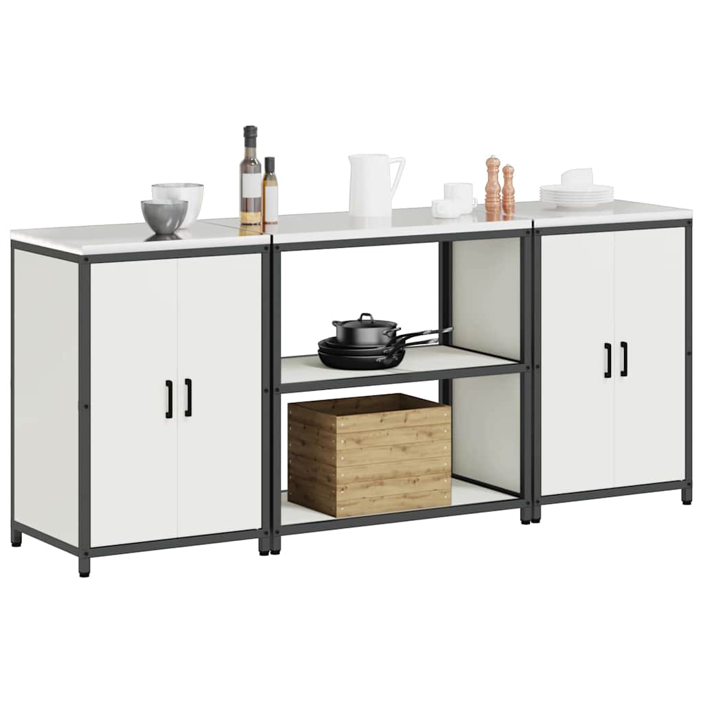 Kitchen Storage Set with Shelf 3 pcs White 210 x 50 x 92 cm