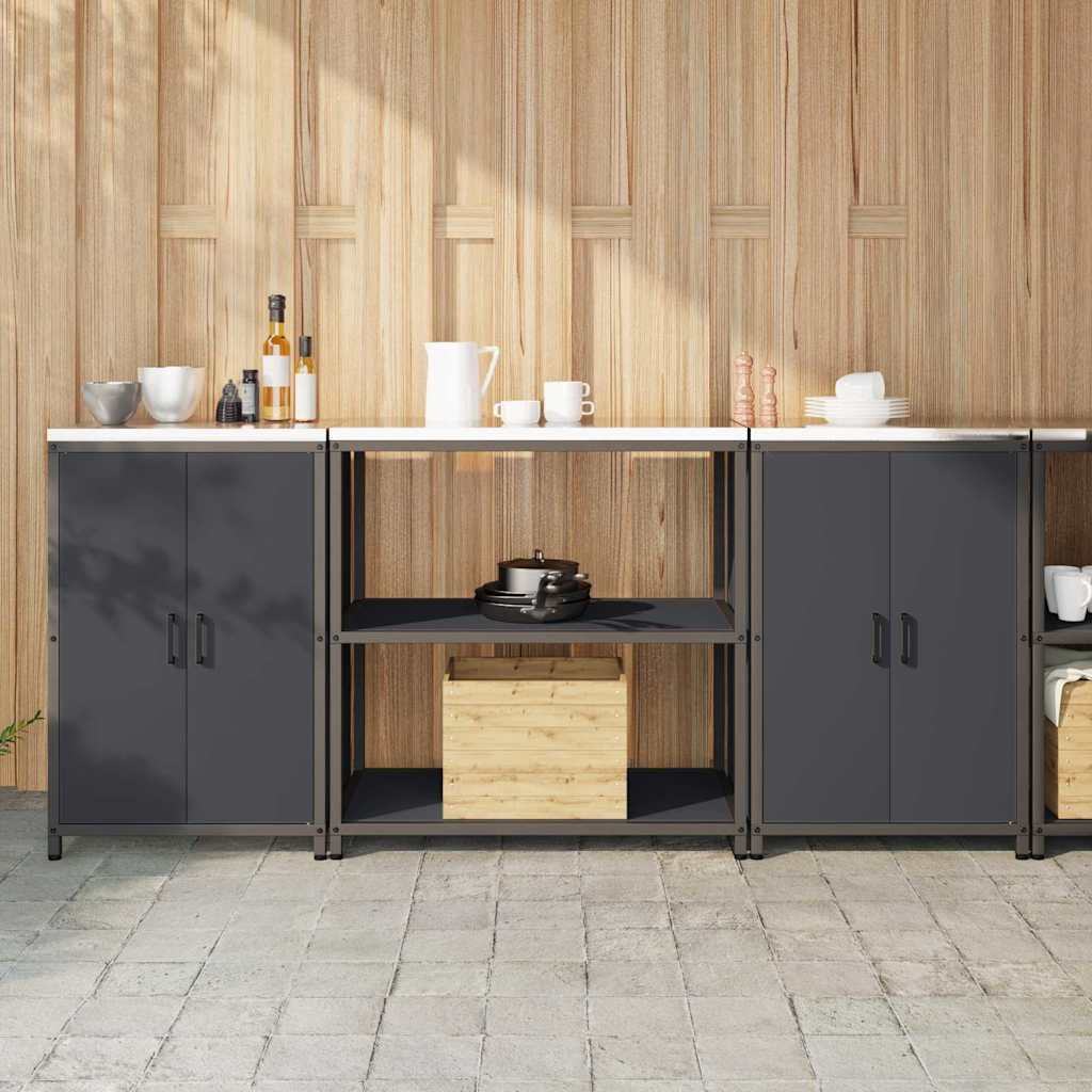 Kitchen Storage Set with Door 3 pcs Anthracite 210 x 50 x 92 cm