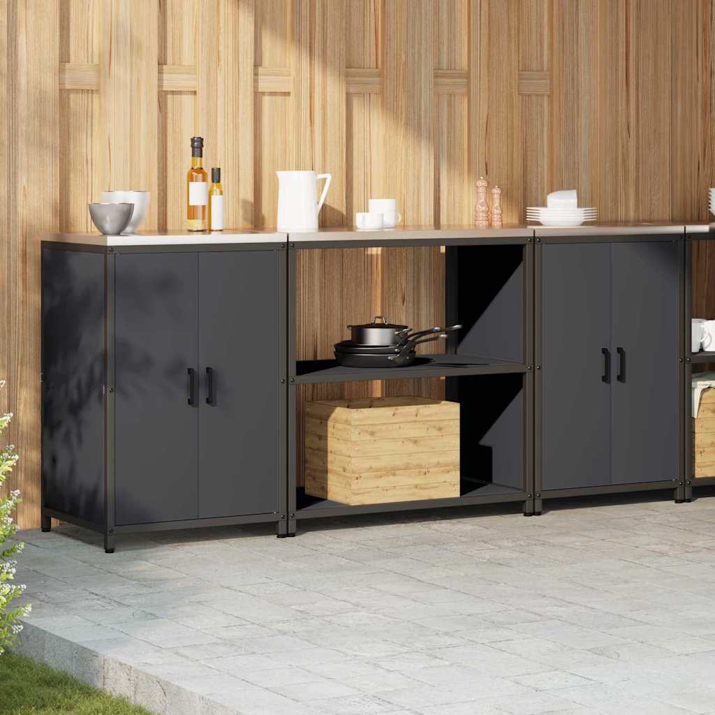 Kitchen Storage Set with Door 3 pcs Anthracite 210 x 50 x 92 cm