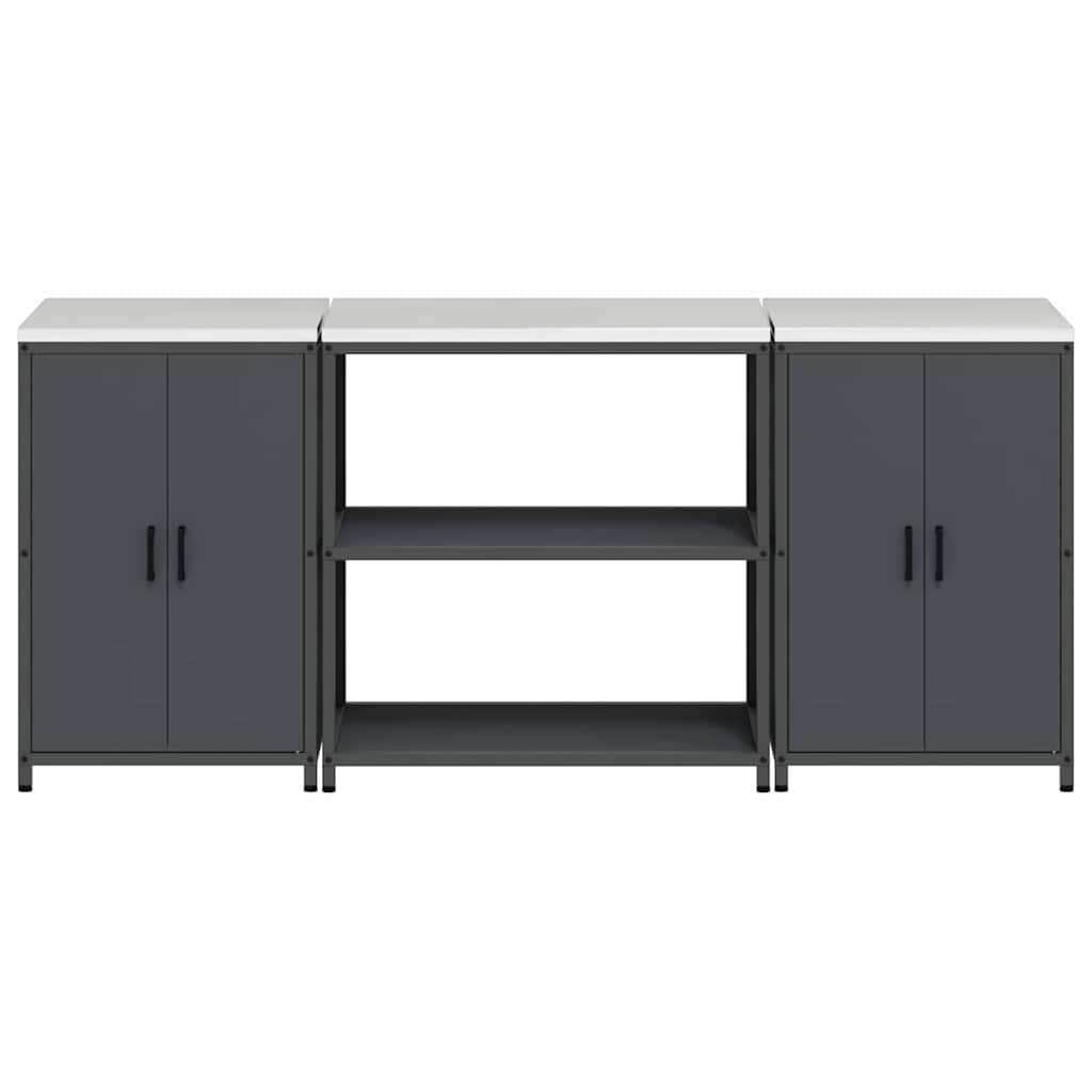 Kitchen Storage Set with Door 3 pcs Anthracite 210 x 50 x 92 cm