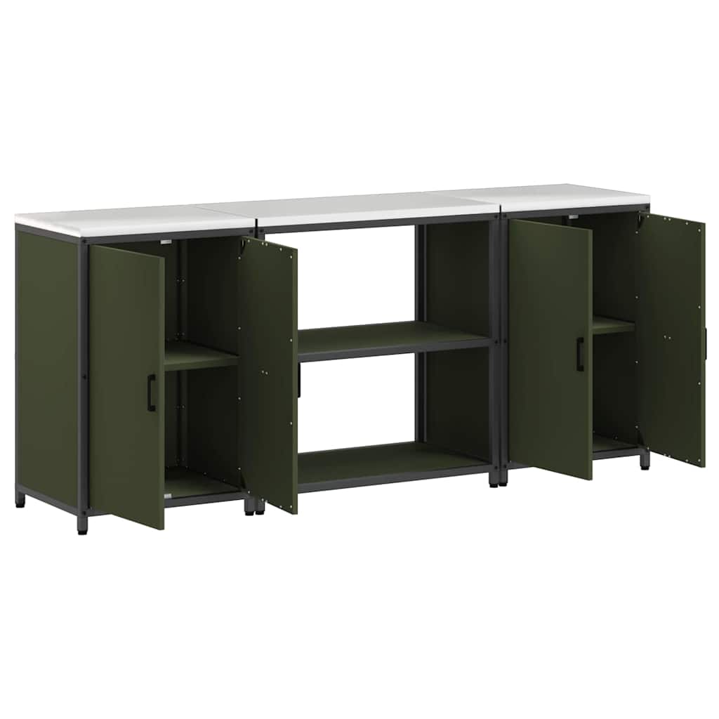 Kitchen Storage Set 3 pcs Olive Green 210 x 50 x 92 cm