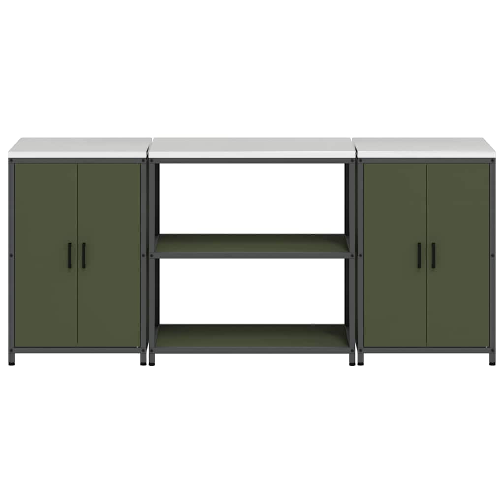Kitchen Storage Set 3 pcs Olive Green 210 x 50 x 92 cm