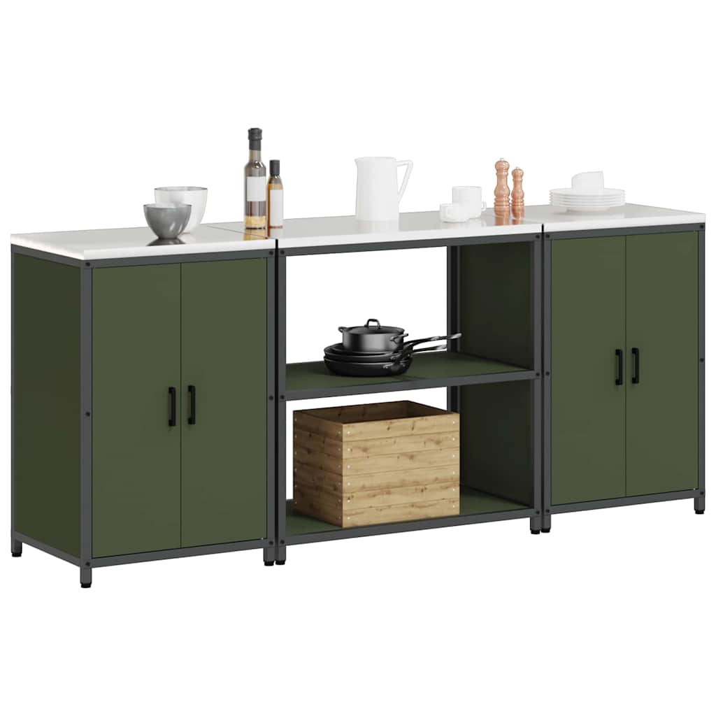 Kitchen Storage Set 3 pcs Olive Green 210 x 50 x 92 cm