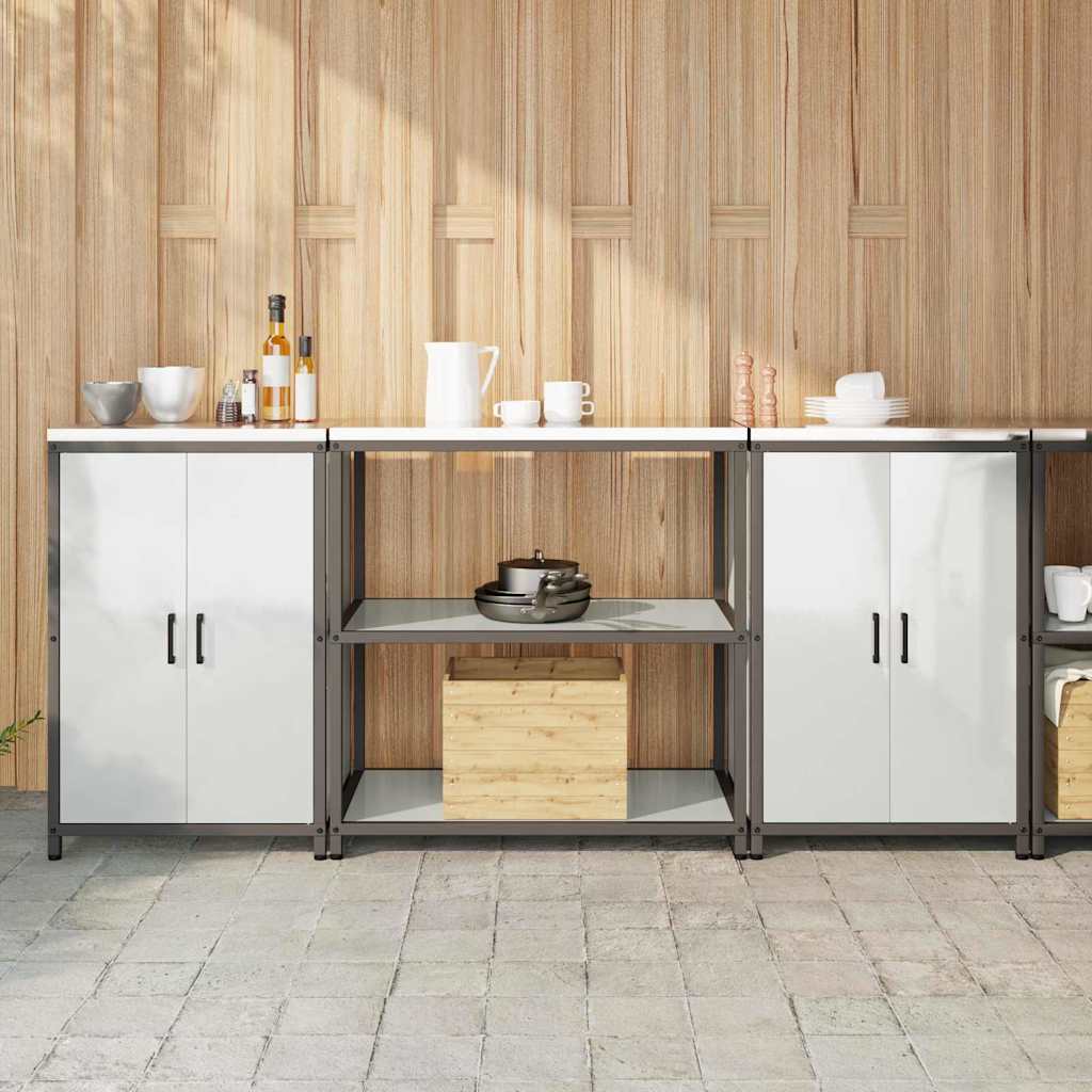 Kitchen Storage Set with Shelf 3 pcs Sliver 210 x 50 x 92 cm