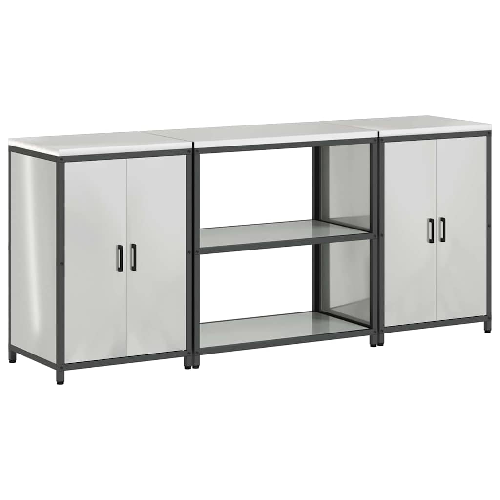 Kitchen Storage Set with Shelf 3 pcs Sliver 210 x 50 x 92 cm