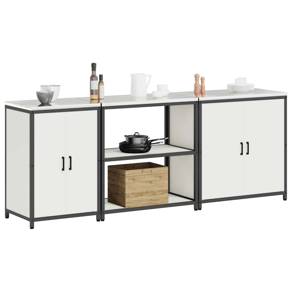 Kitchen Storage Set with Shelf 3 pcs White 240 x 50 x 92 cm