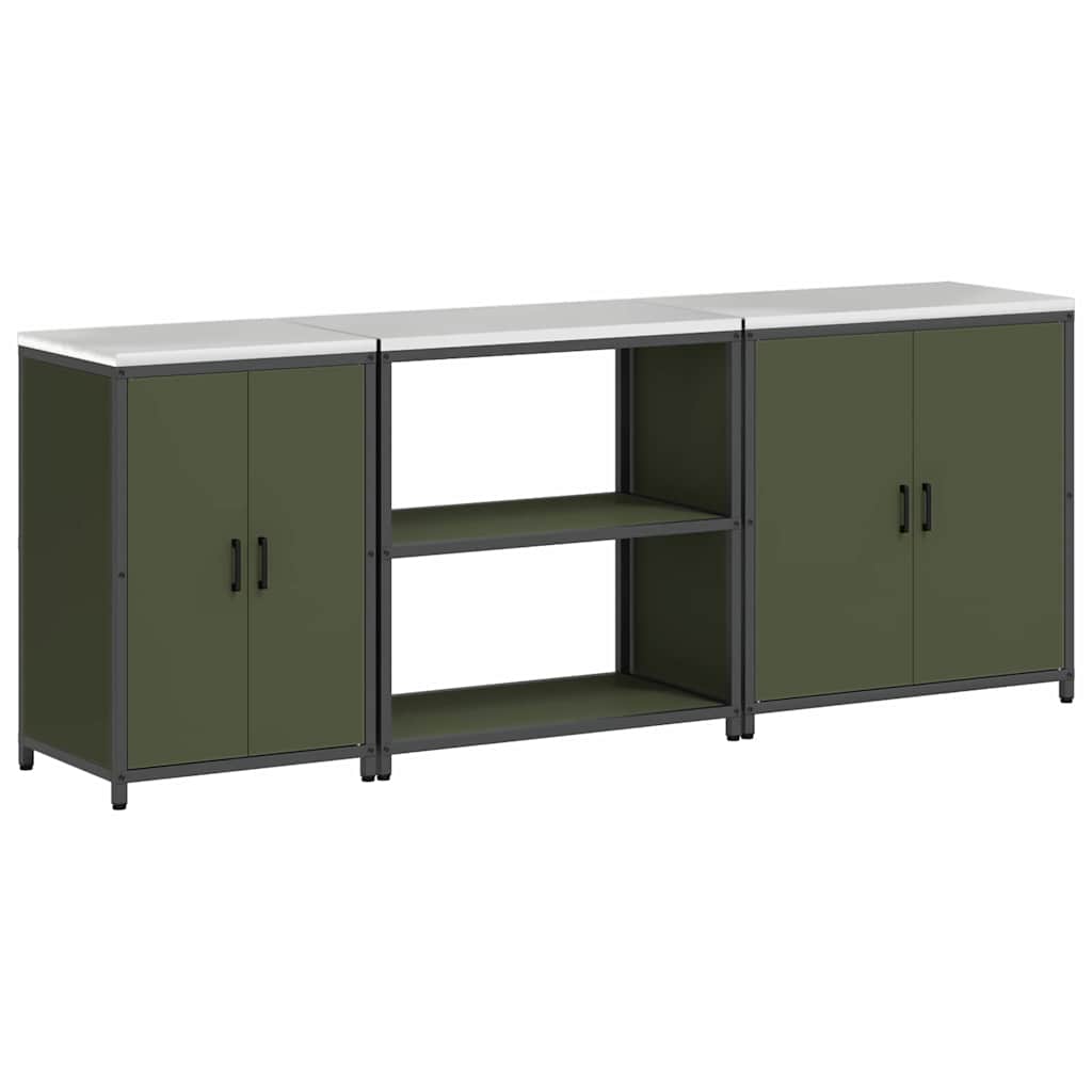 Kitchen Storage Set Other 3 pcs Olive Green 240 x 50 x 92 cm
