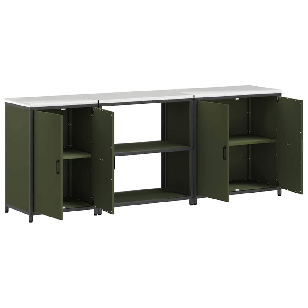 Kitchen Storage Set Other 3 pcs Olive Green 240 x 50 x 92 cm