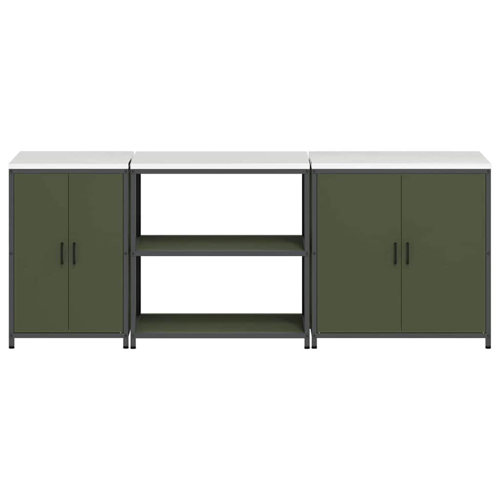 Kitchen Storage Set Other 3 pcs Olive Green 240 x 50 x 92 cm