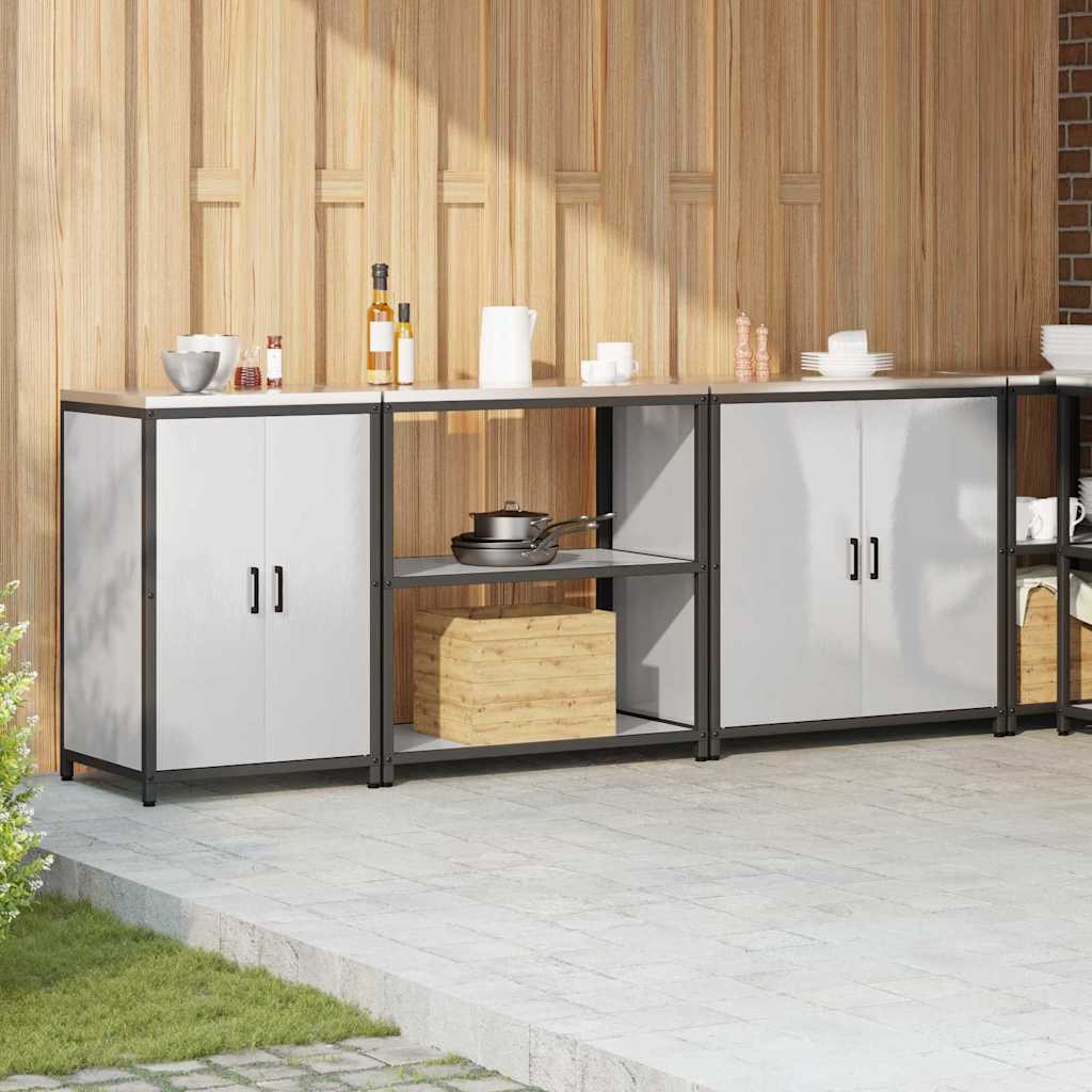 Kitchen Storage Set with Shelf 3 pcs Sliver 240 x 50 x 92 cm