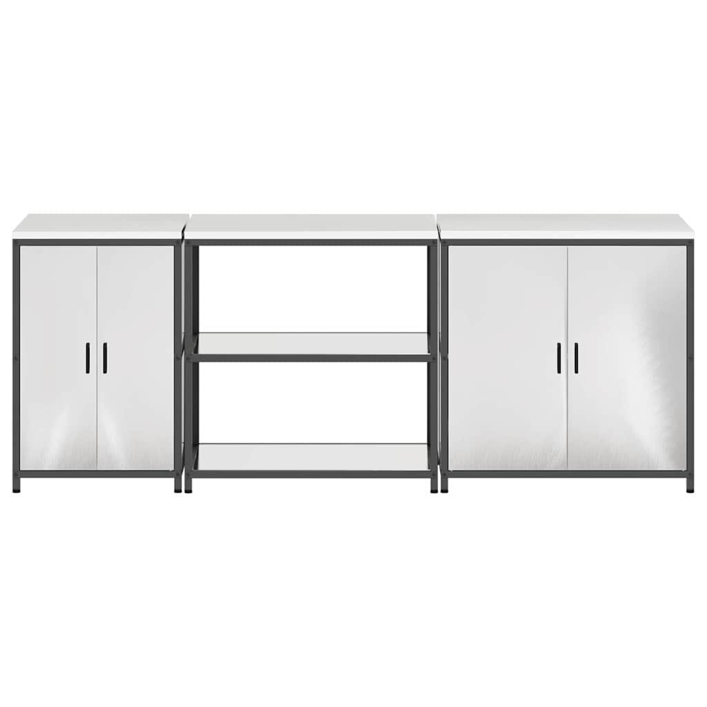 Kitchen Storage Set with Shelf 3 pcs Sliver 240 x 50 x 92 cm