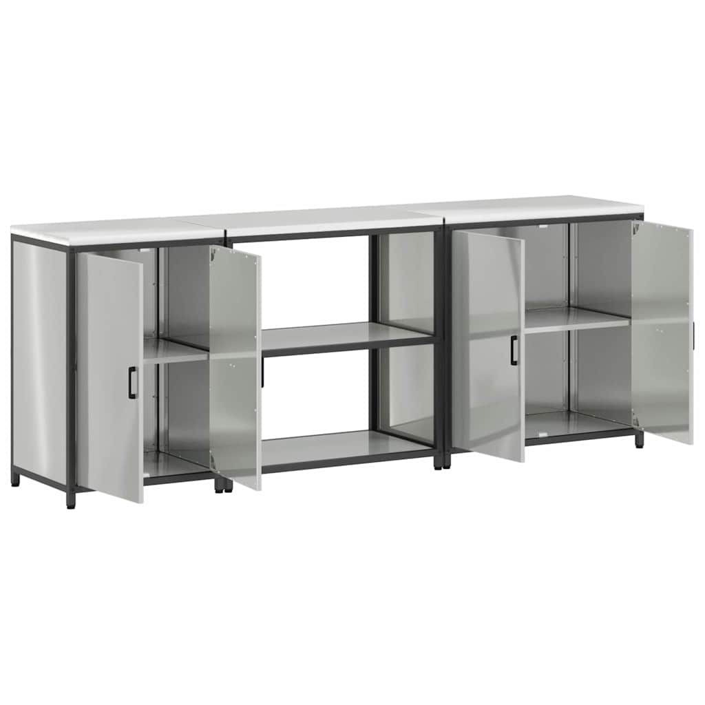 Kitchen Storage Set with Shelf 3 pcs Sliver 240 x 50 x 92 cm