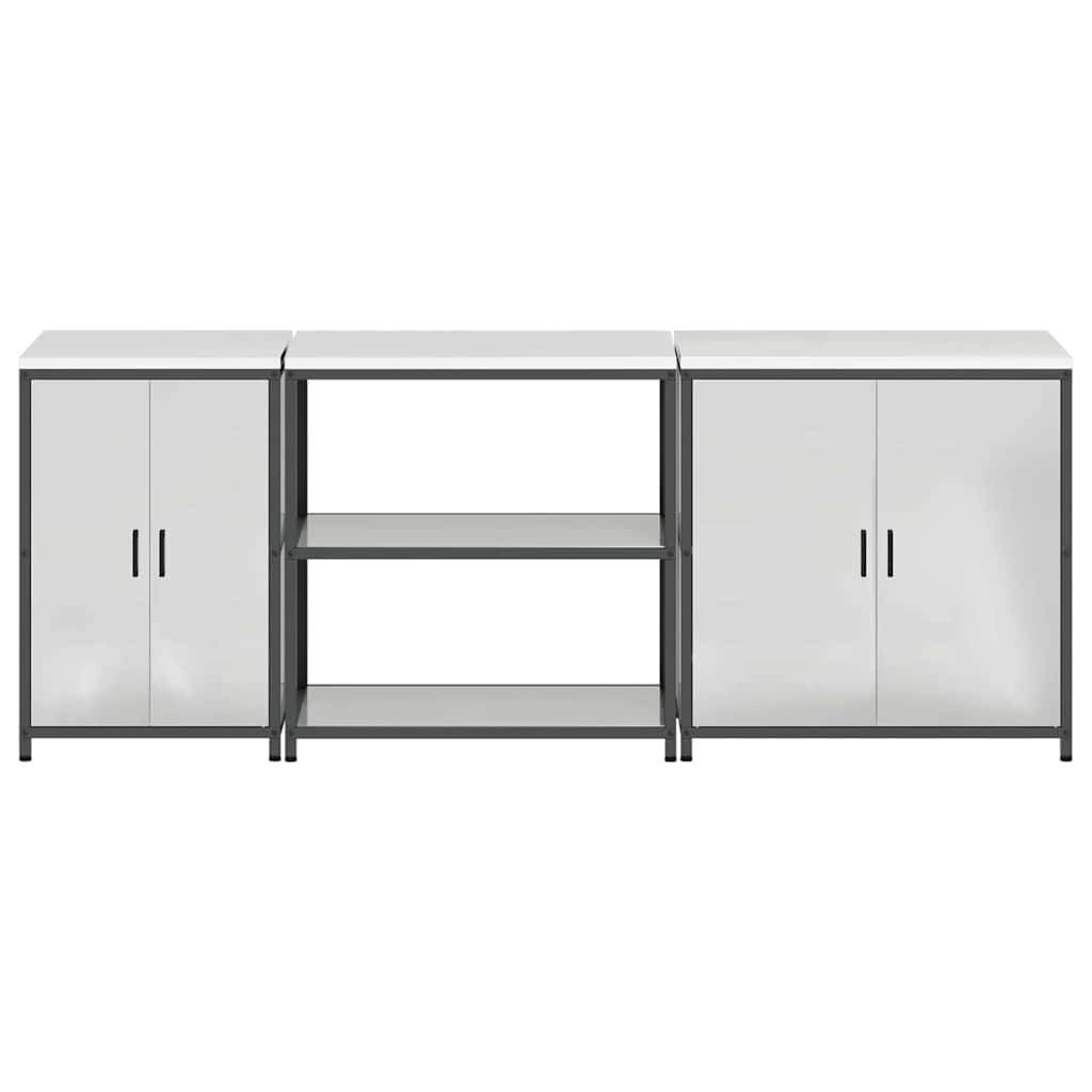 Kitchen Storage Set with Shelf 3 pcs Sliver 240 x 50 x 92 cm