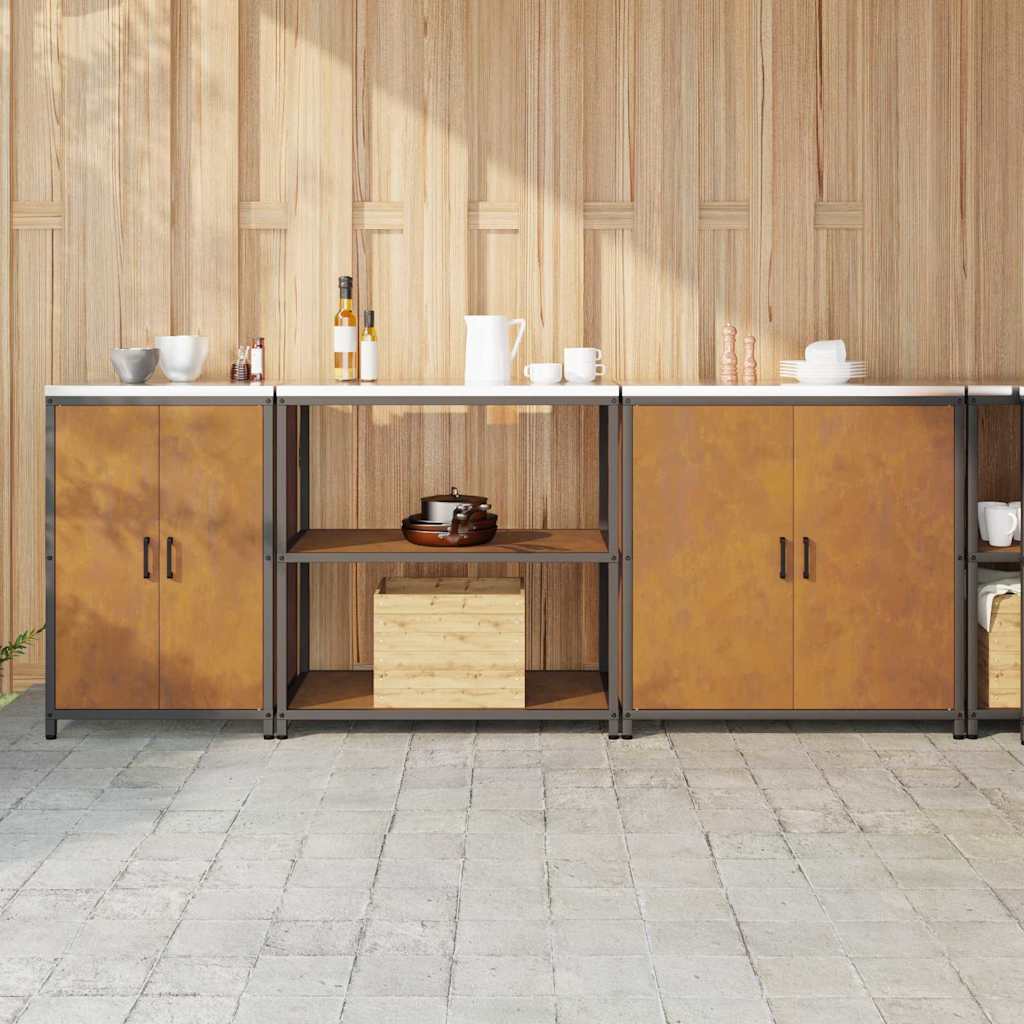 Kitchen Storage Set with Shelf 3 pcs Rusty 240 x 50 x 92 cm