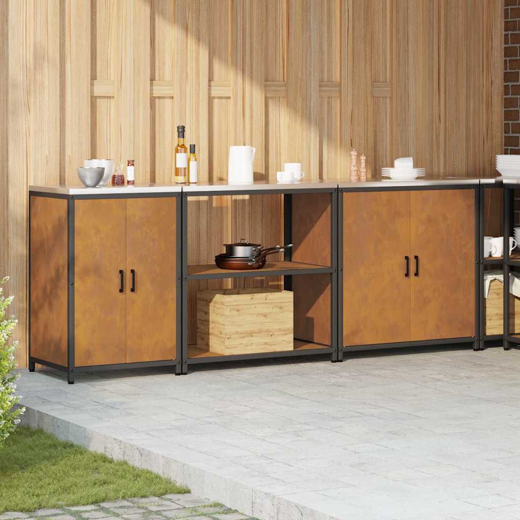 Kitchen Storage Set with Shelf 3 pcs Rusty 240 x 50 x 92 cm