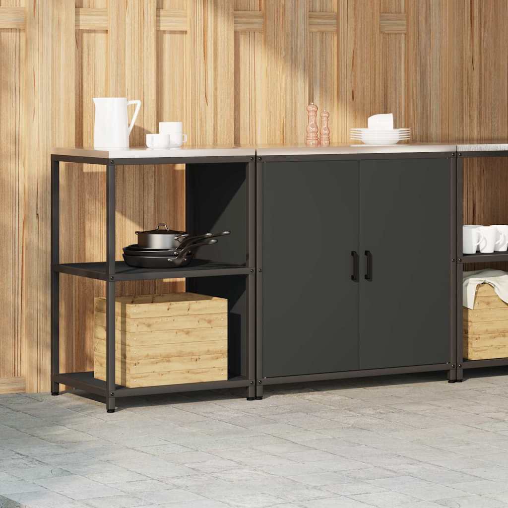Kitchen Storage Set with Shelf 2 pcs Black 150 x 50 x 92 cm