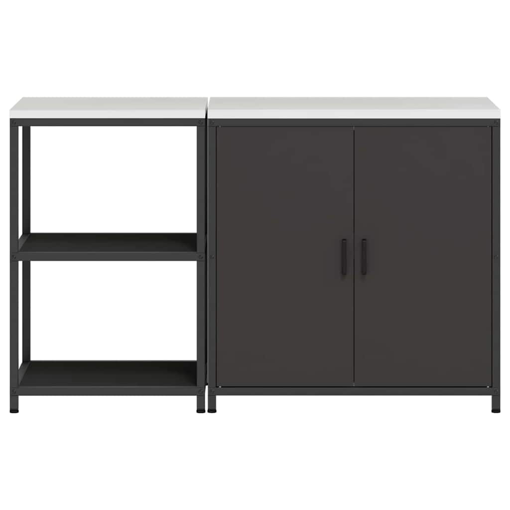 Kitchen Storage Set with Shelf 2 pcs Black 150 x 50 x 92 cm