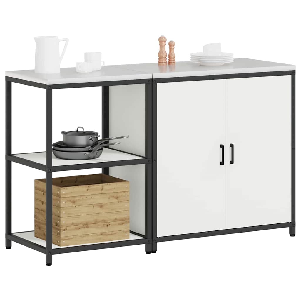 Kitchen Storage Set with Shelf 2 pcs White 150 x 50 x 92 cm