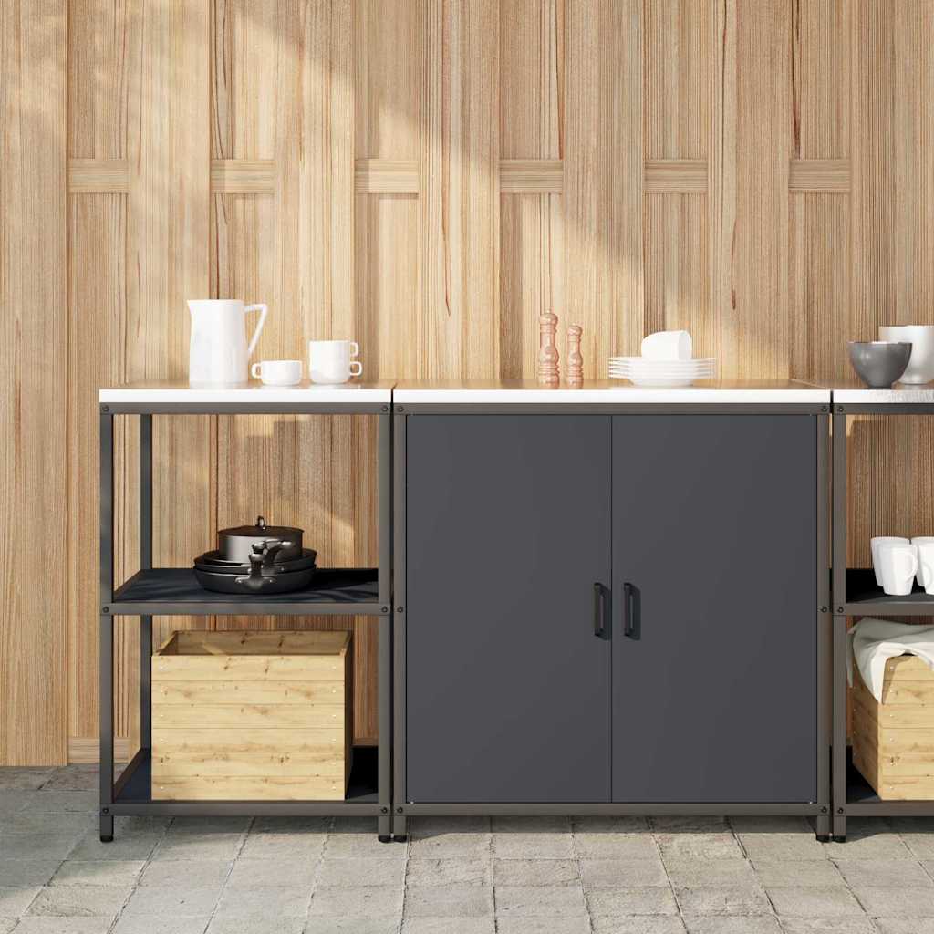 Kitchen Storage Set with Door 2 pcs Anthracite 150 x 50 x 92 cm