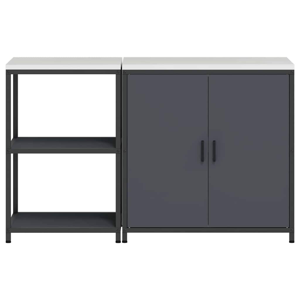 Kitchen Storage Set with Door 2 pcs Anthracite 150 x 50 x 92 cm