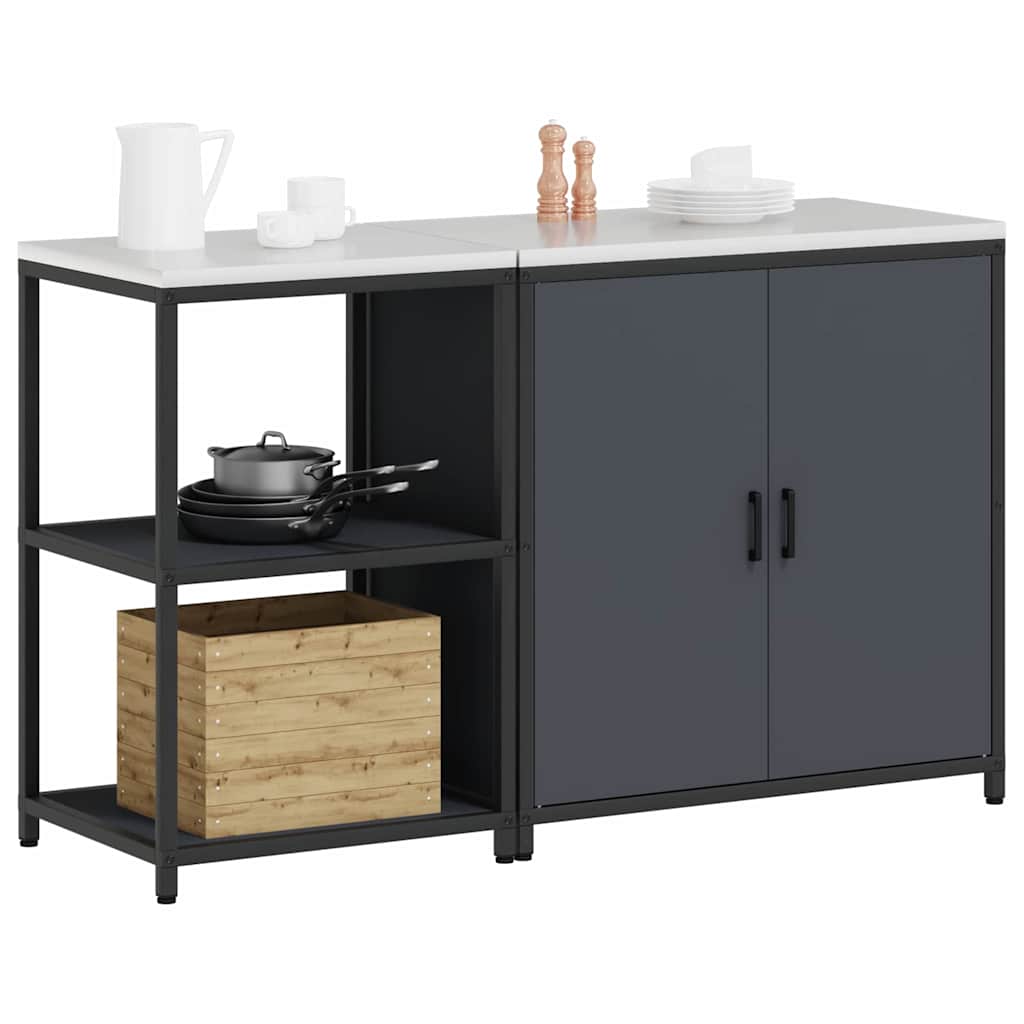 Kitchen Storage Set with Door 2 pcs Anthracite 150 x 50 x 92 cm