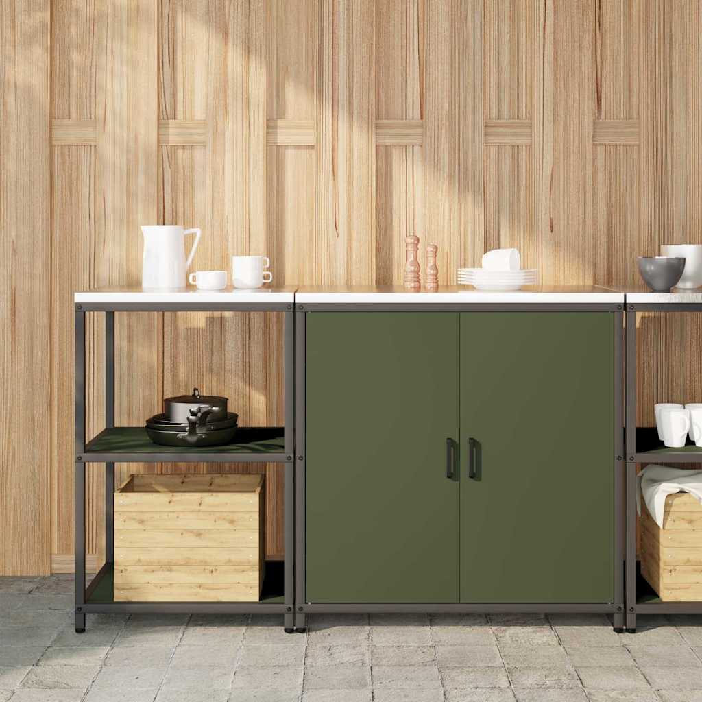 Kitchen Storage Set 2 pcs Olive Green 150 x 50 x 92 cm