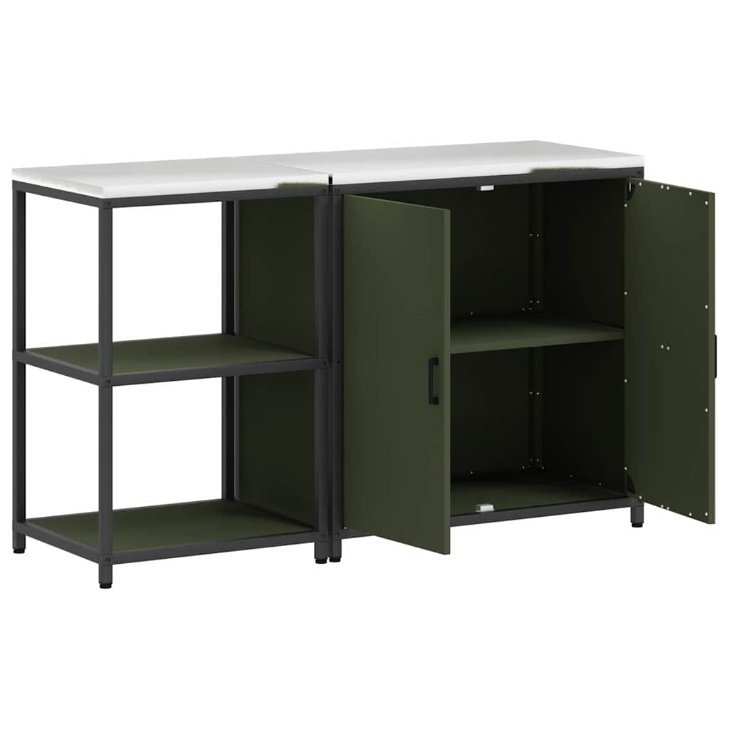 Kitchen Storage Set 2 pcs Olive Green 150 x 50 x 92 cm