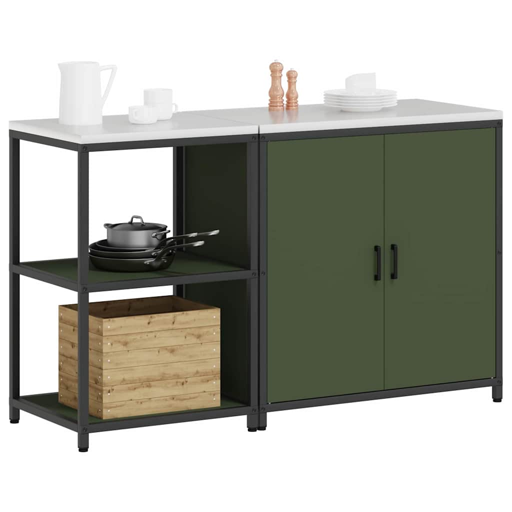 Kitchen Storage Set 2 pcs Olive Green 150 x 50 x 92 cm