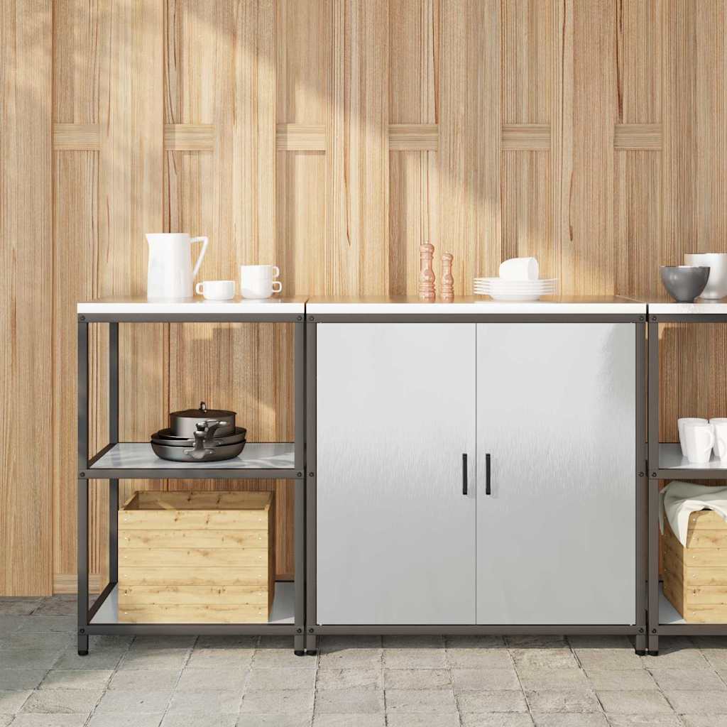 Kitchen Storage Set with Shelf 2 pcs Sliver 150 x 50 x 92 cm