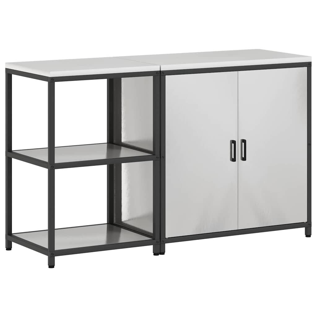 Kitchen Storage Set with Shelf 2 pcs Sliver 150 x 50 x 92 cm