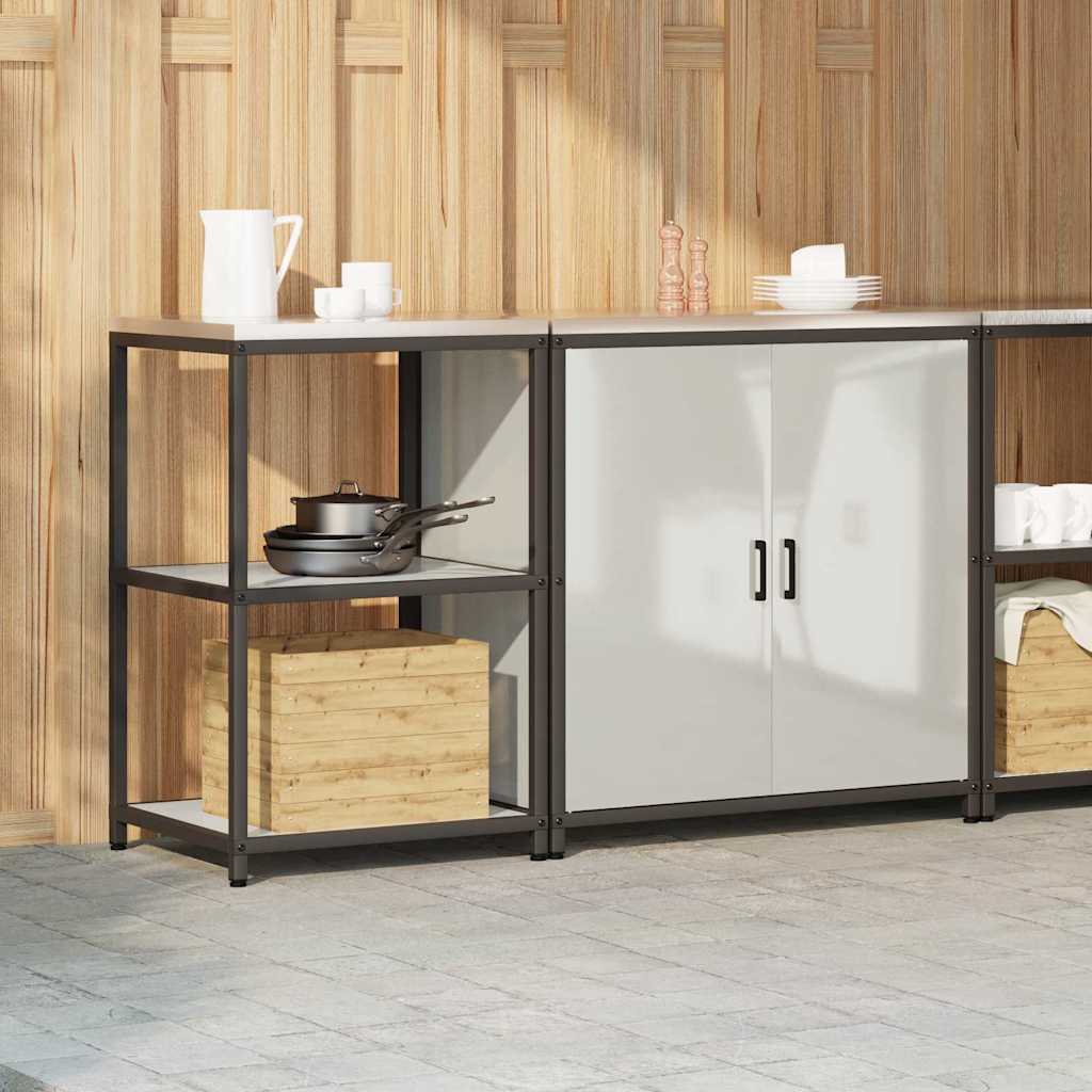 Kitchen Storage Set with Shelf 2 pcs Sliver 150 x 50 x 92 cm