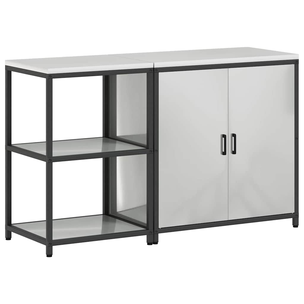Kitchen Storage Set with Shelf 2 pcs Sliver 150 x 50 x 92 cm