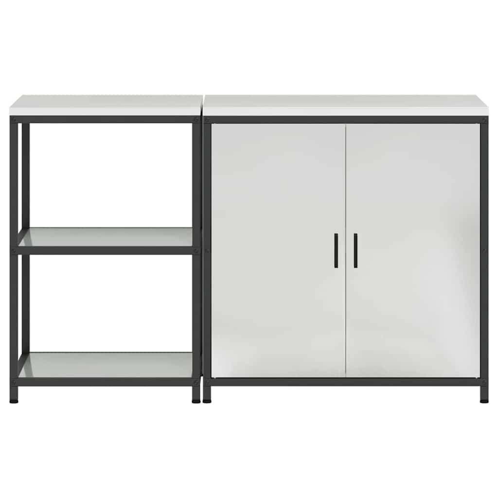 Kitchen Storage Set with Shelf 2 pcs Sliver 150 x 50 x 92 cm