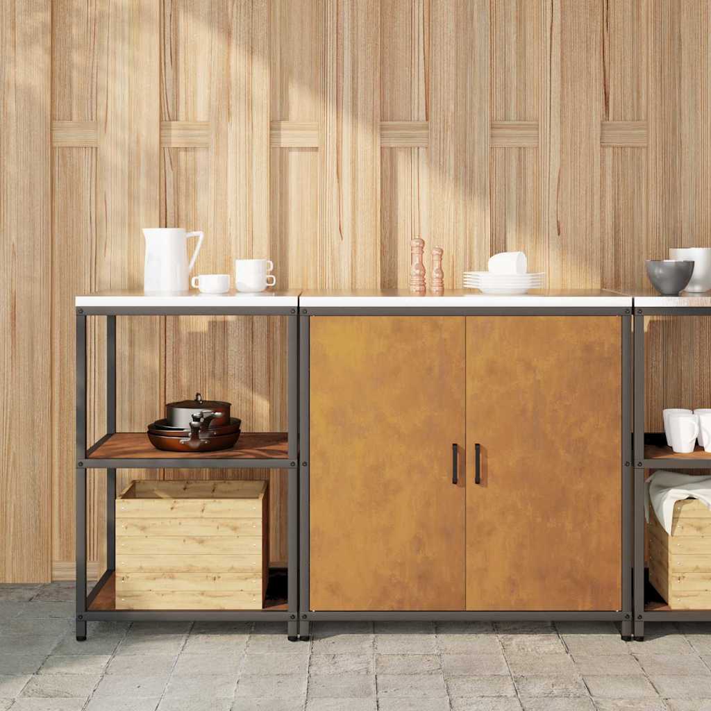 Kitchen Storage Set with Shelf 2 pcs Rusty 150 x 50 x 92 cm